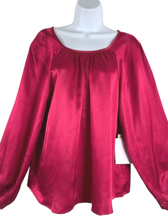 Nation LTD Tops - Nation LTD Eveline Raglan Satin Blouse Top Large Raspberry Jam NWT TP-3874
